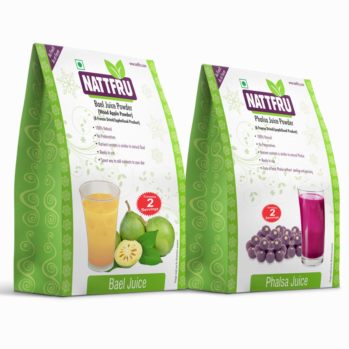 Nattfru Bael Juice And Phalsa Juice Powder Combo Pack Nattfru